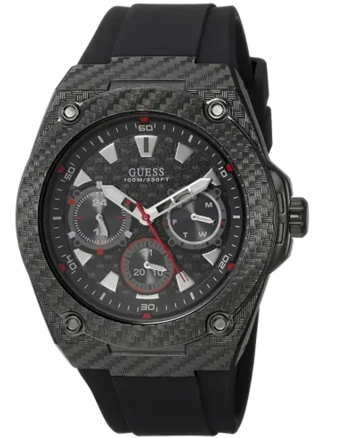 Guess Men's Watch Legacy U1048G2 black silicone strap black dial