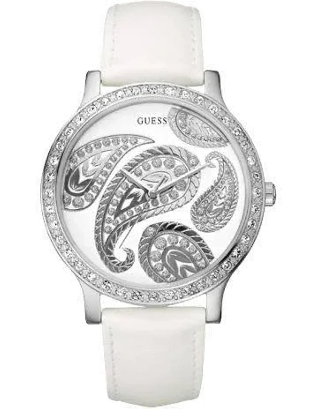 Montre Guess Femme U85083L1 Bracelet En Cuir Blanc