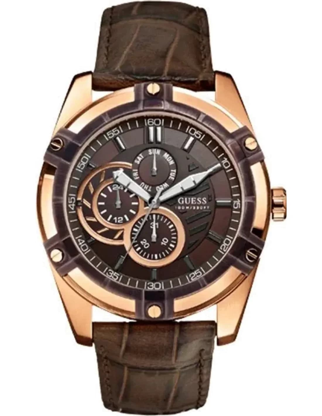 Montre Homme Guess W0039G3 Bracelet Cuir Marron