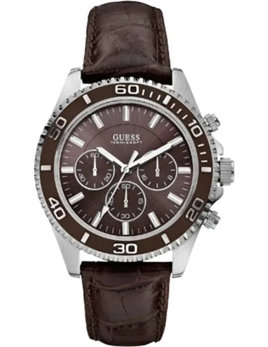 Montre Homme Guess W0171G2 Bracelet Cuir Marron
