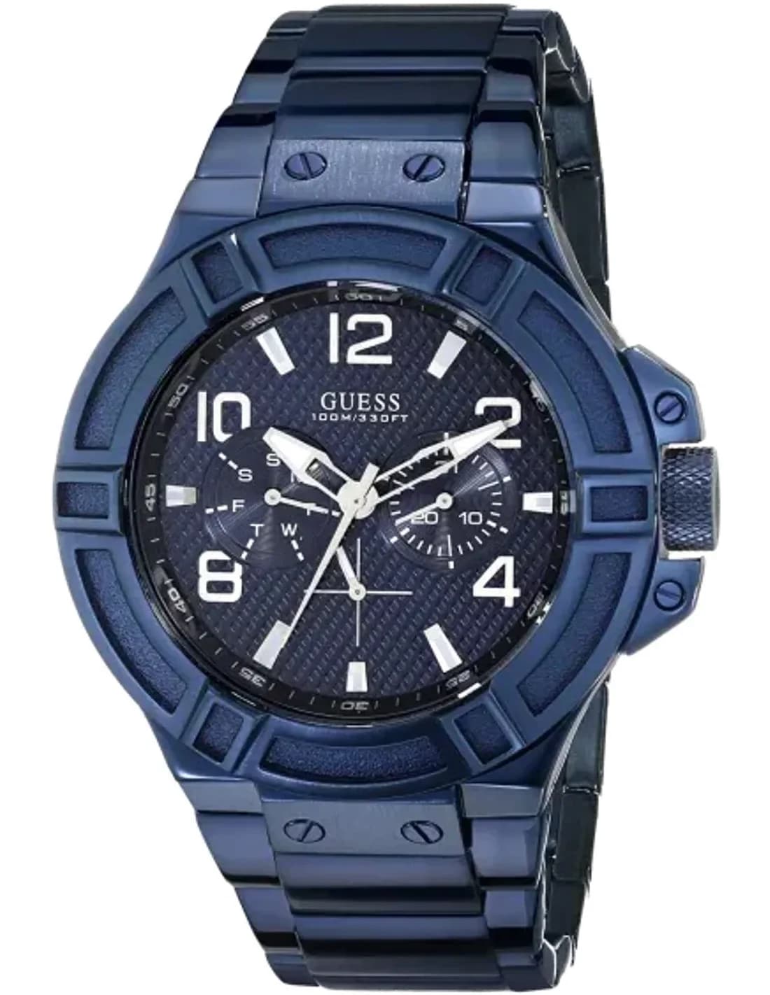 Montre Homme Guess Rigor W0218G4 Bracelet en acier bleu