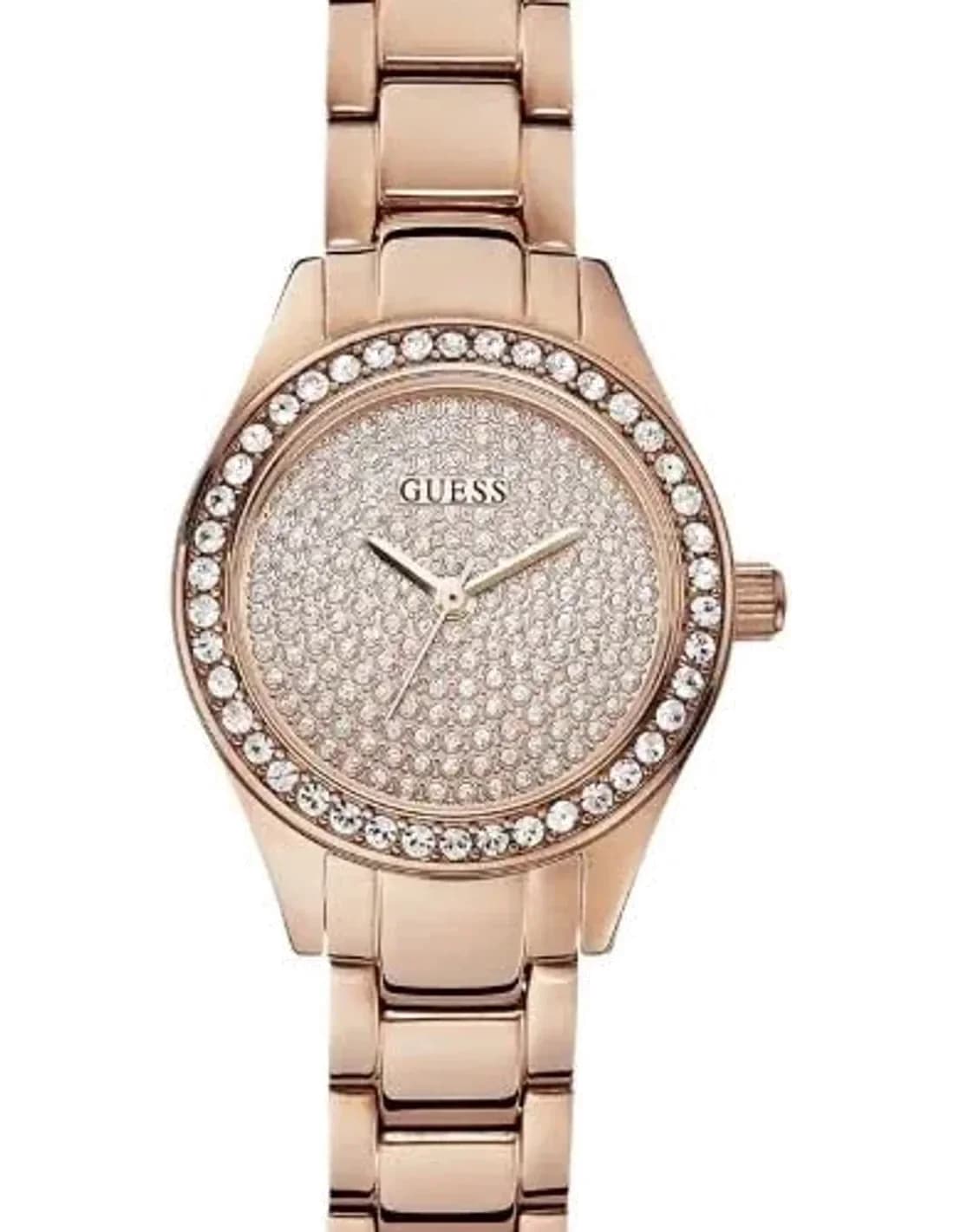 Montre Femme Guess Dress W0230L3 Bracelet acier or rose et cadran strassé