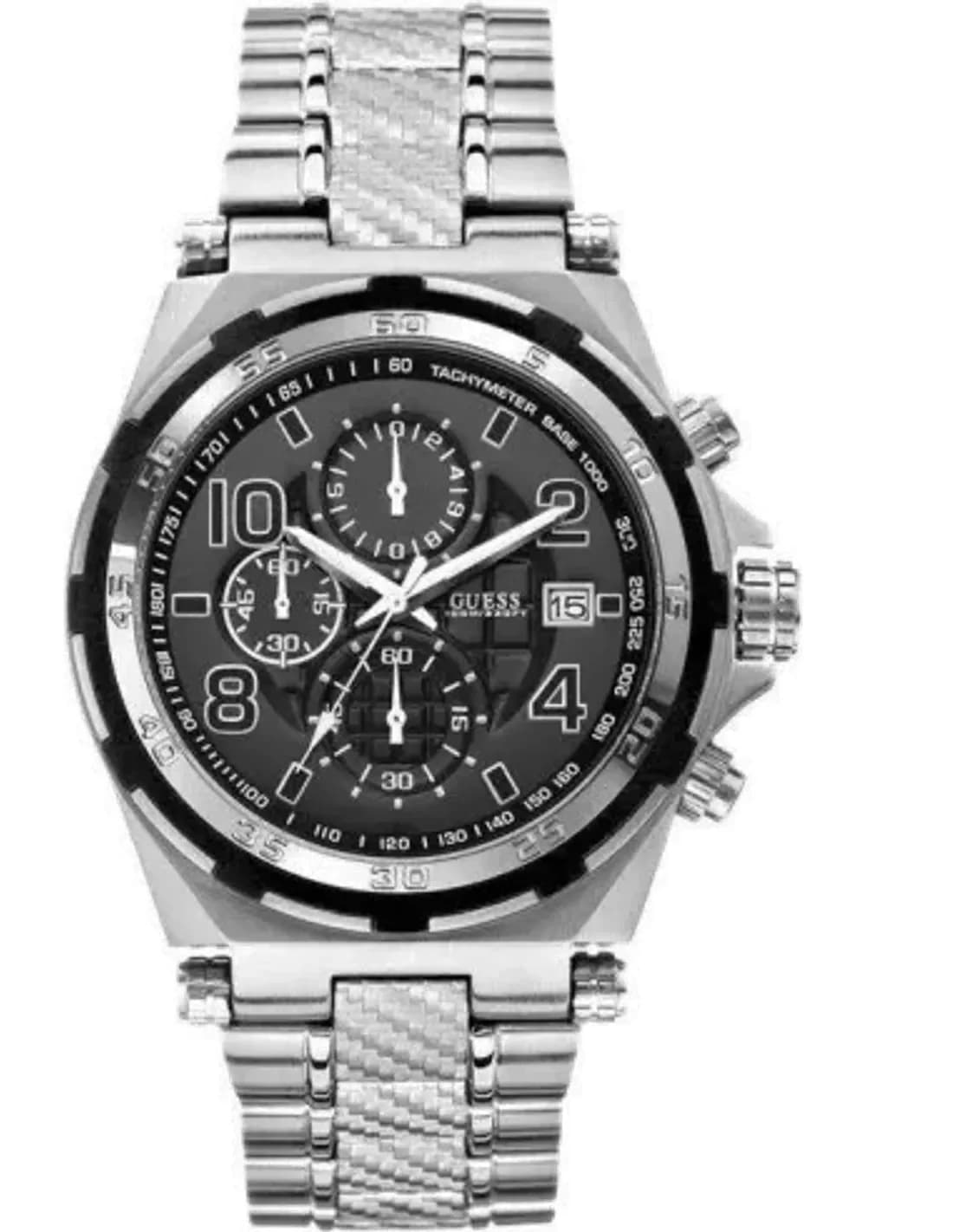 Montre Homme Guess W0243G1 Argent Chrono cadran rond fond anthracite