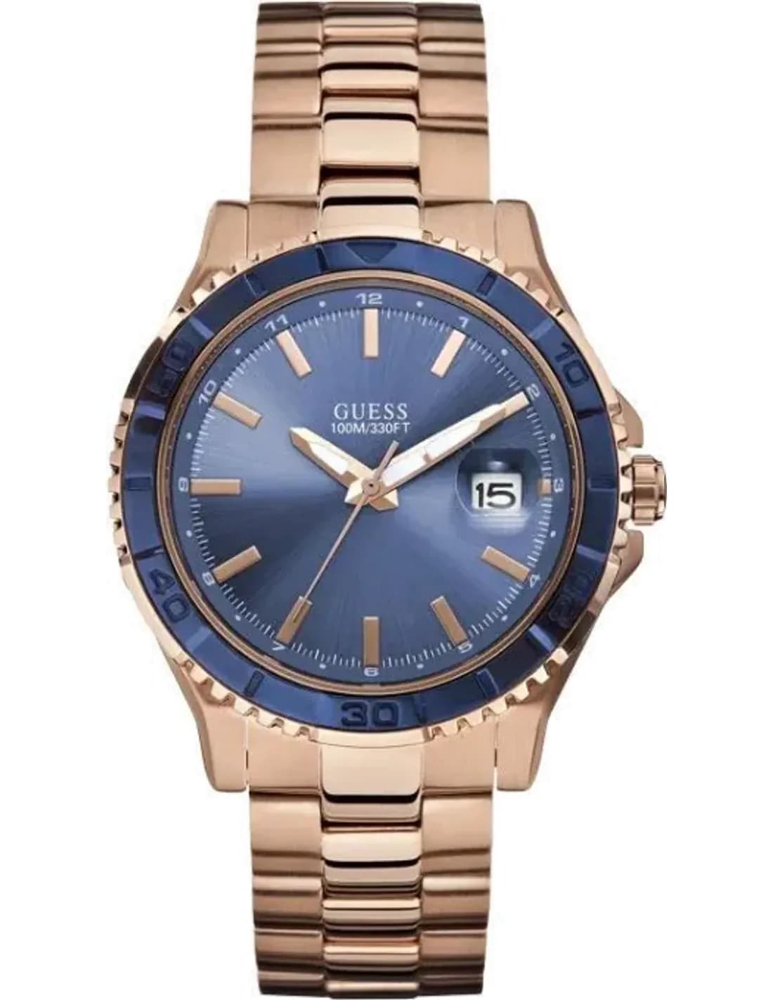 Montre Mixte Guess W0244G3 à cadran bleu et bracelet or rose
