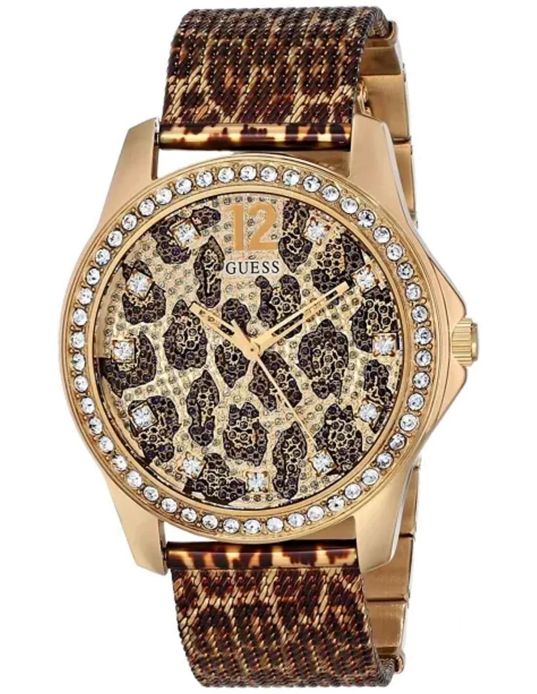 Montre Femme Guess Wildcat W0333L1 Bracelet mailles milanaises motif léopard
