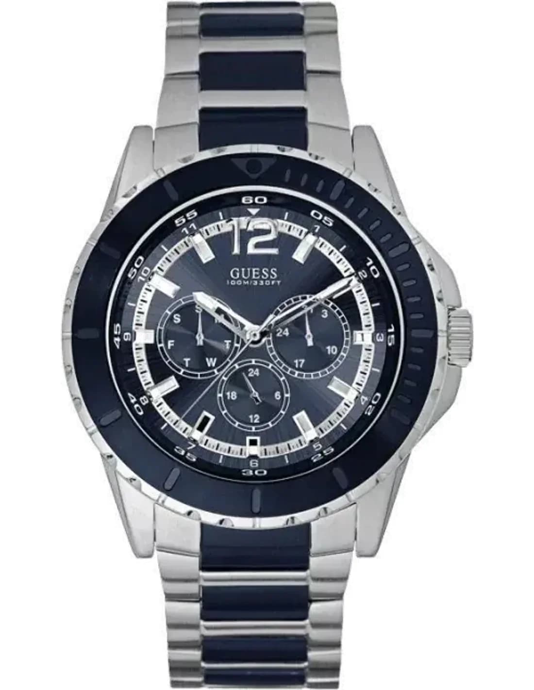 Montre Homme Guess Iconic W0478G2 Bracelet en acier bleu et argenté
