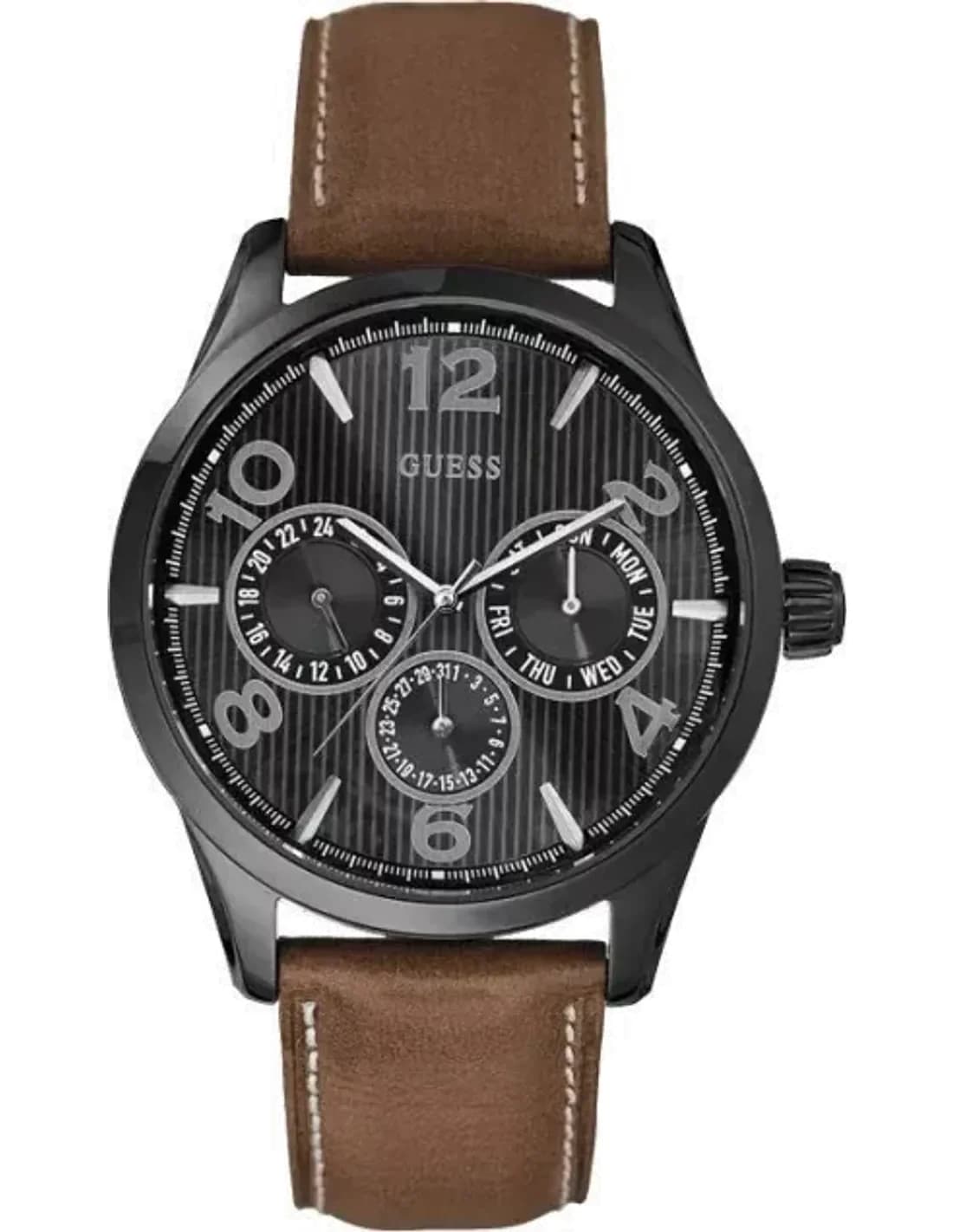 Montre Homme Guess Iconic W0493G3 bracelet brun en cuir