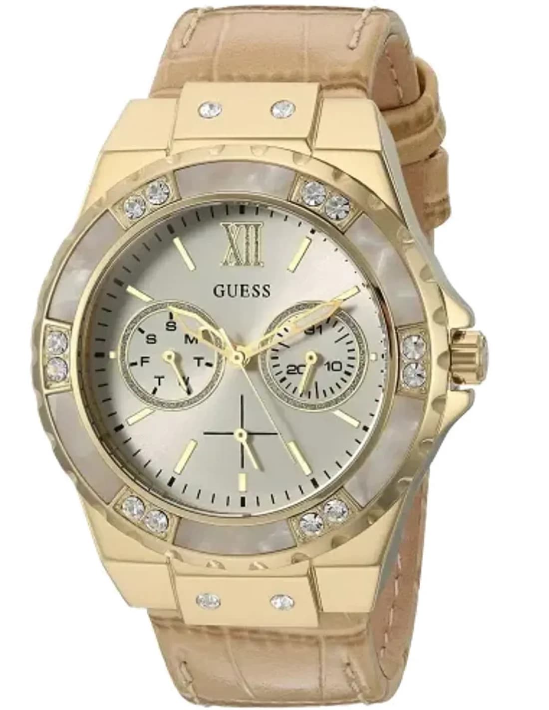 Montre Guess W0775L2 Beige à Bracelet Texture Python