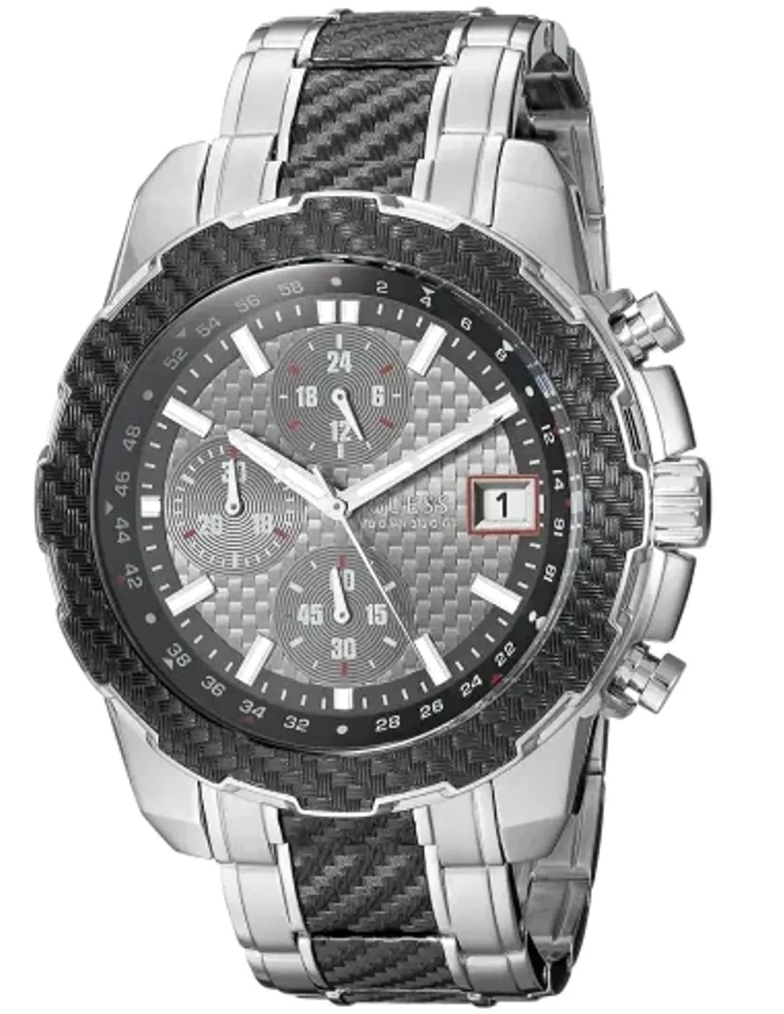Montre Homme Guess Carbon W1046G1 Argenté bi-ton