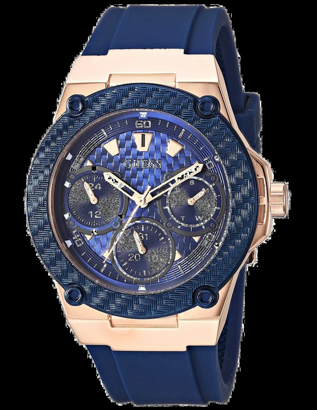 Guess W1094L2 Zena Blue Carbon Dial and Silicone Women's Watch