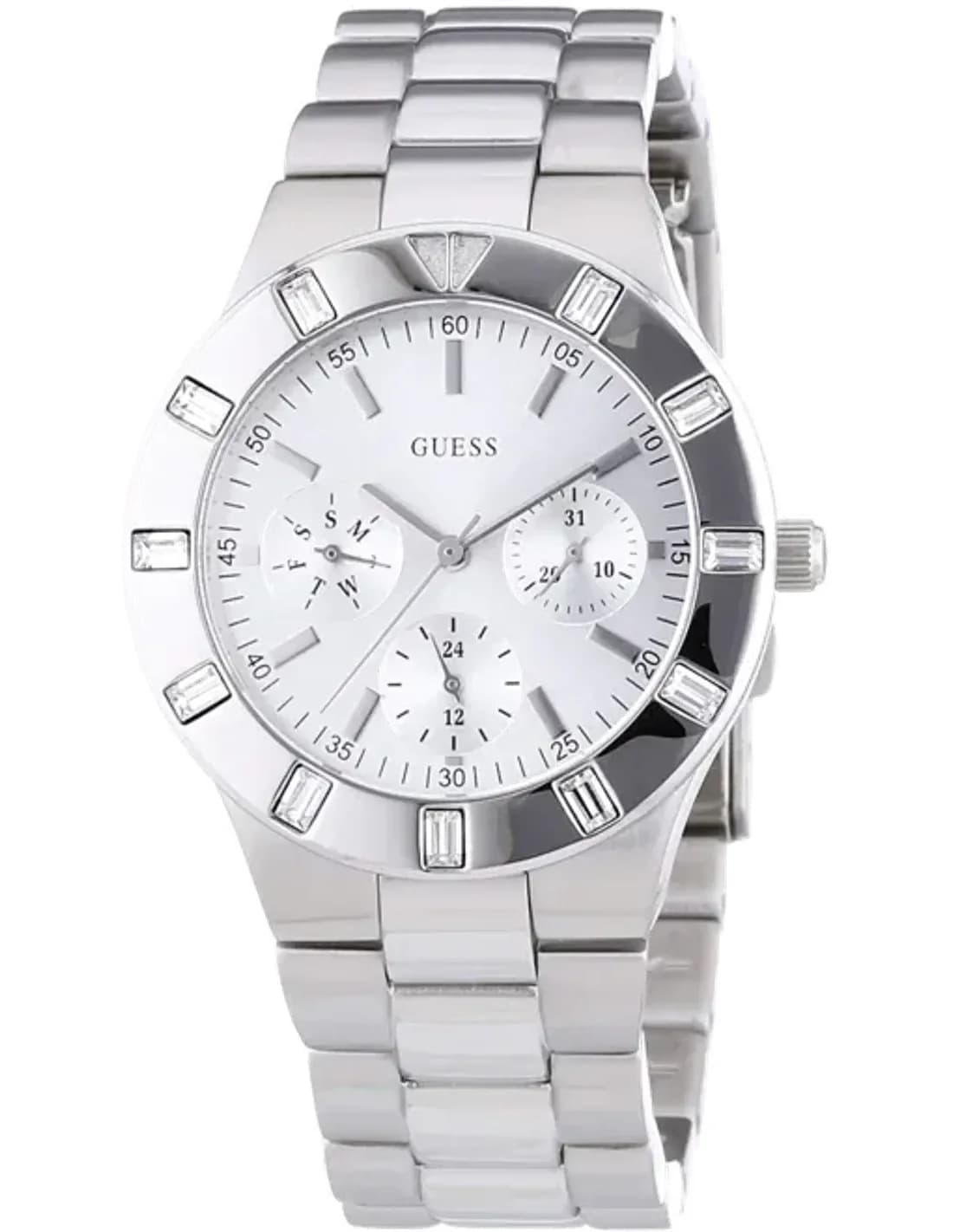 Montre Femme Guess Sporty W11610L1 Maillons argent mat & poli