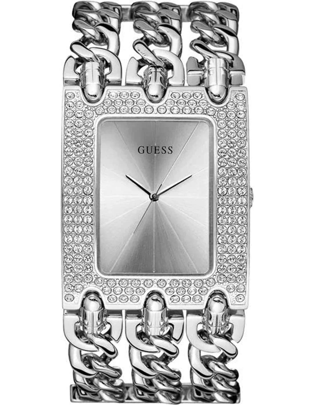 Montre Guess Femme Heavy Metal Rock W1275L1 Argent Cadran Strass Swarovski