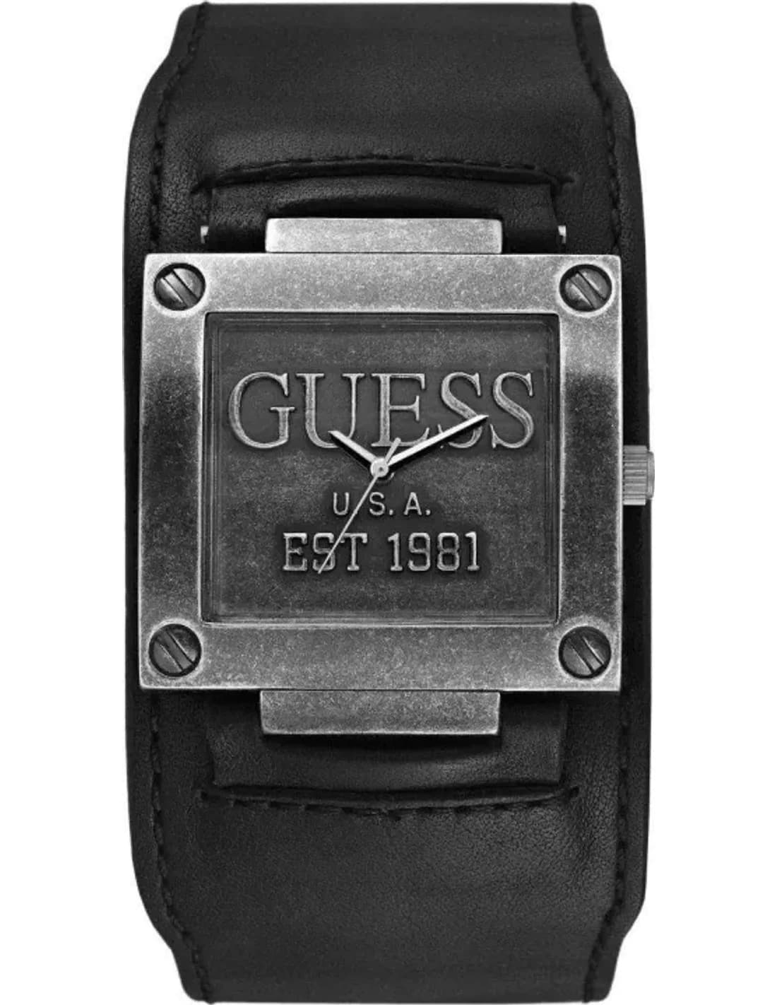 Montre Homme Guess W90025G2 Bracelet de force en cuir noir