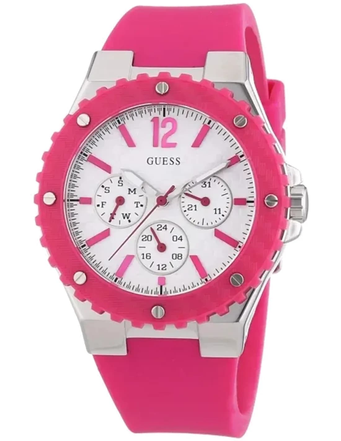 Montre Femme Guess W90084L2 Overdrive Fuschia à Bracelet Résine