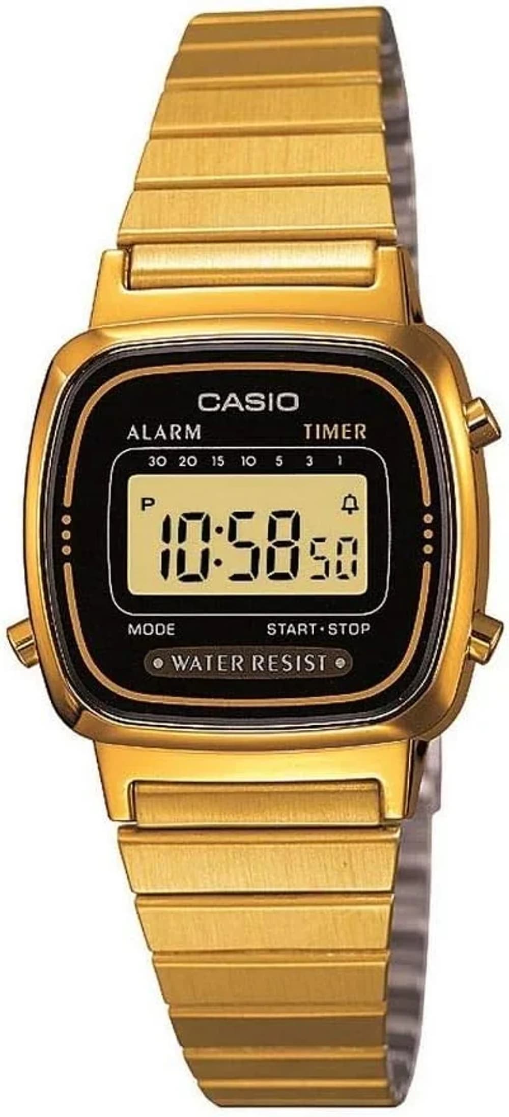Casio LA670WEGA-1EF Gold Digital Black Square Dial Women's Watch