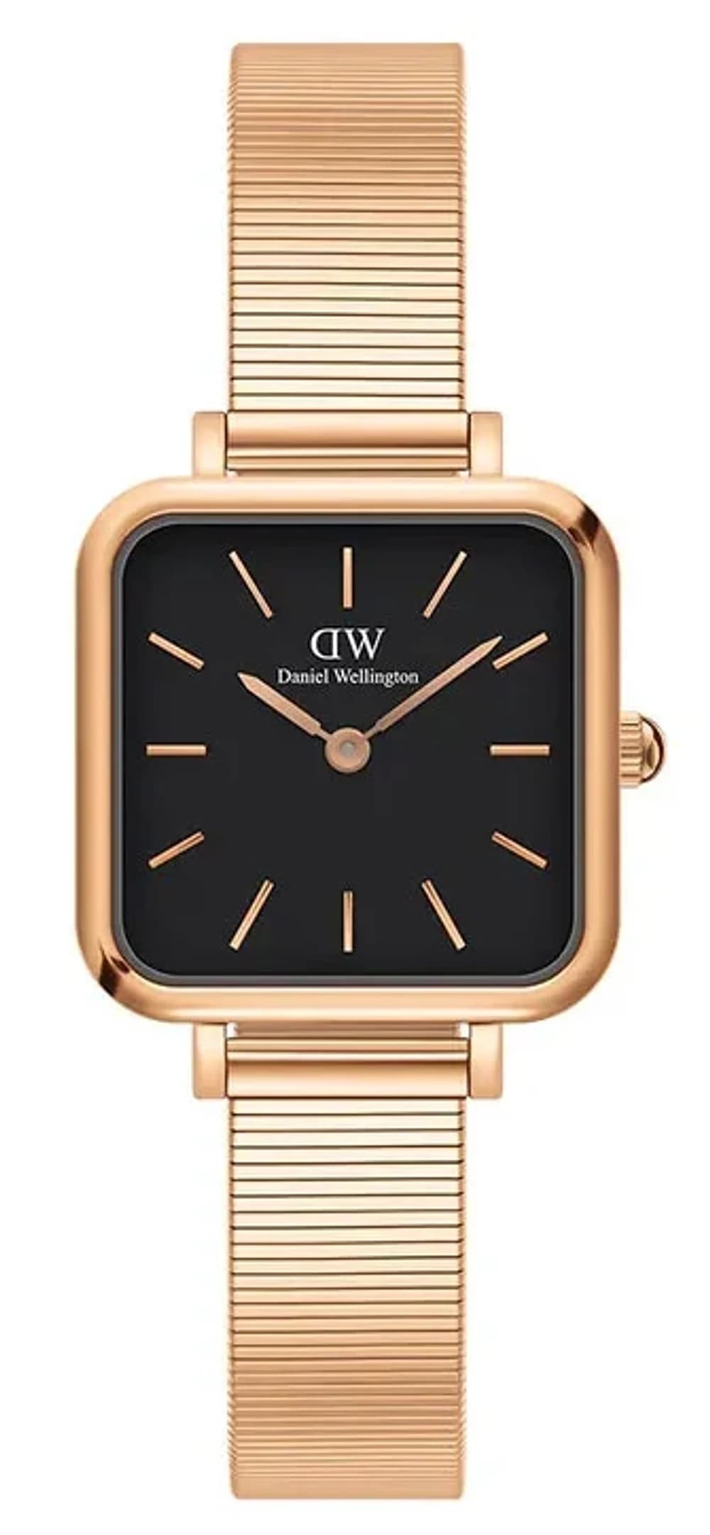 Montre Daniel Wellington DW00100518 Quadro Studio carrée or rose cadran noir