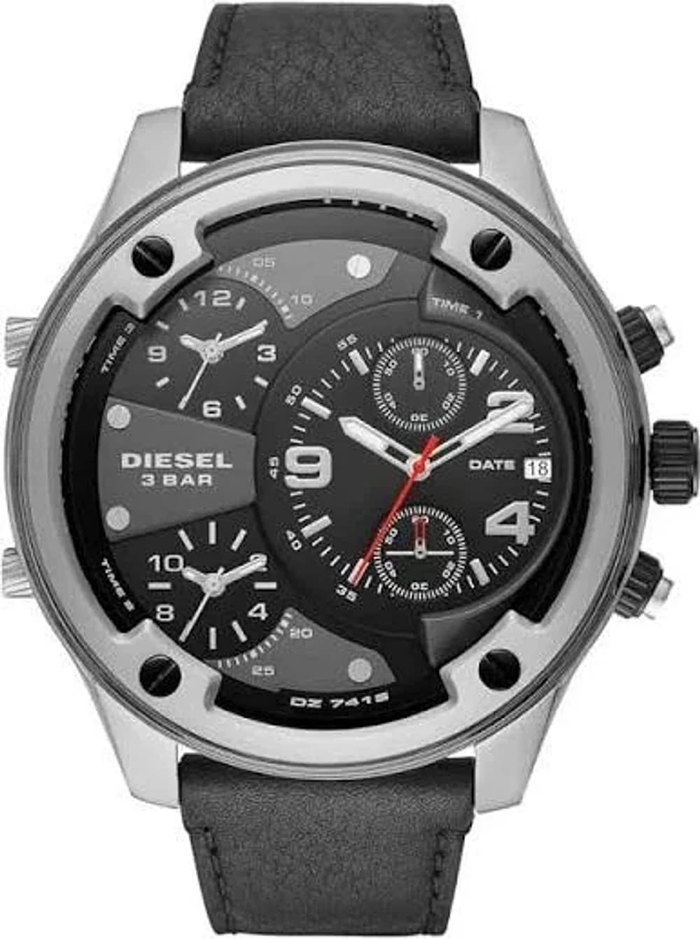 Montre Diesel DZ7415 Boltdown Multi-Cadrans en Cuir Noir