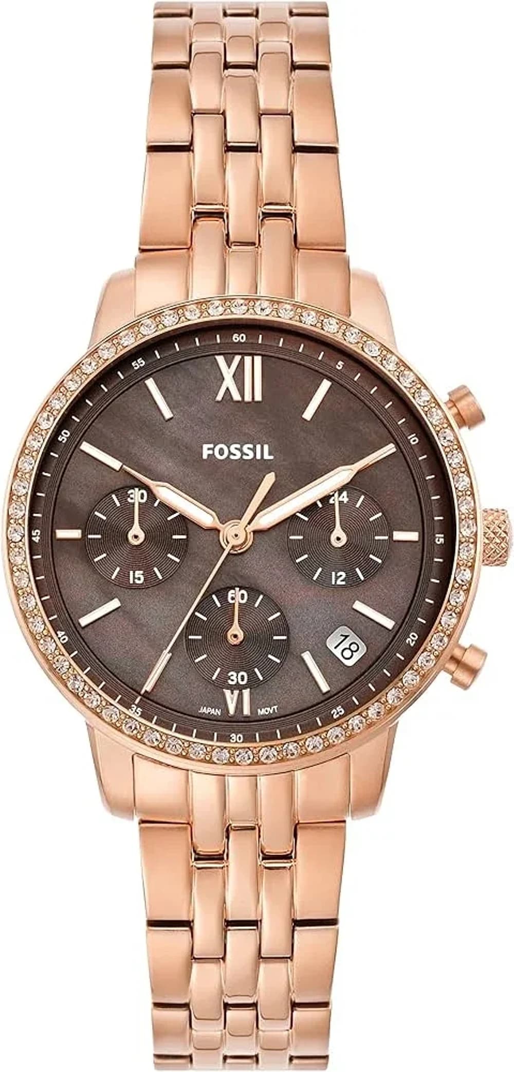 Montre Femme Fossil Neutra ES5218 cadran marron nacré bracelet acier
