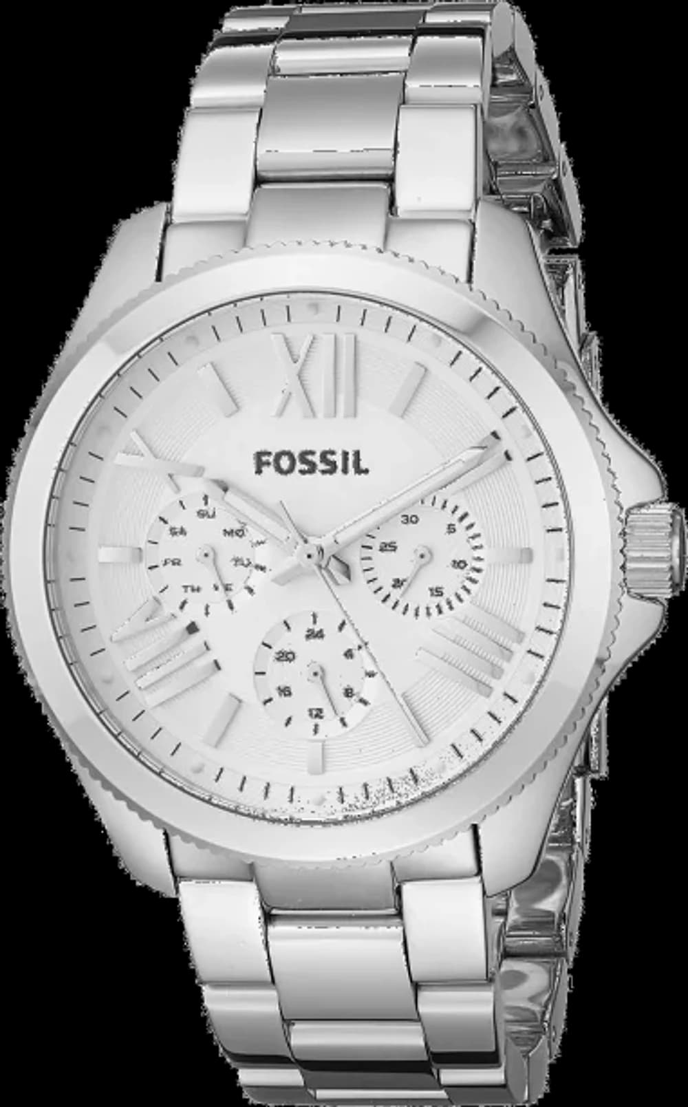 Montre Fossil AM4509 femme cadran blanc bracelet acier
