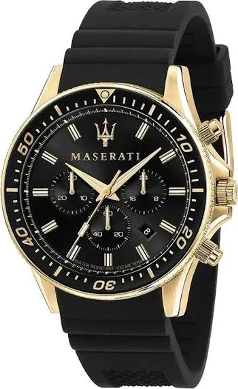 Montre Homme Maserati Sfida R8871640001 Chronographe Cadran Noir Bracelet Silicone Noir