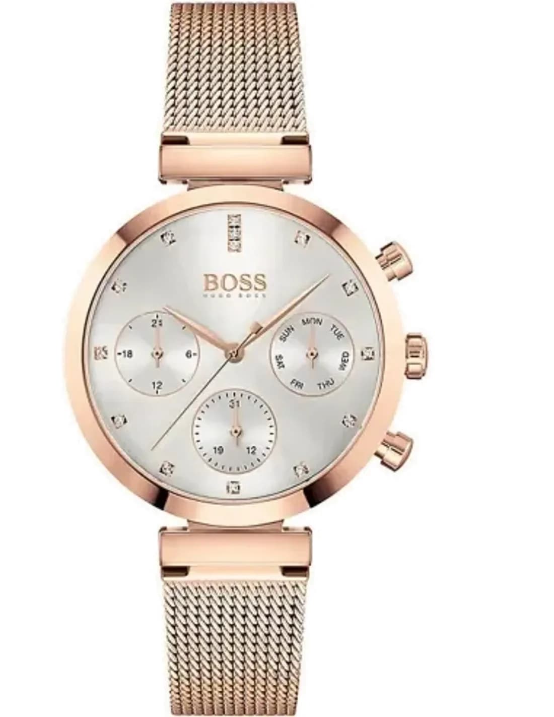 Montre Femme Hugo Boss Flawless 1502553 Maille milanaise or rose