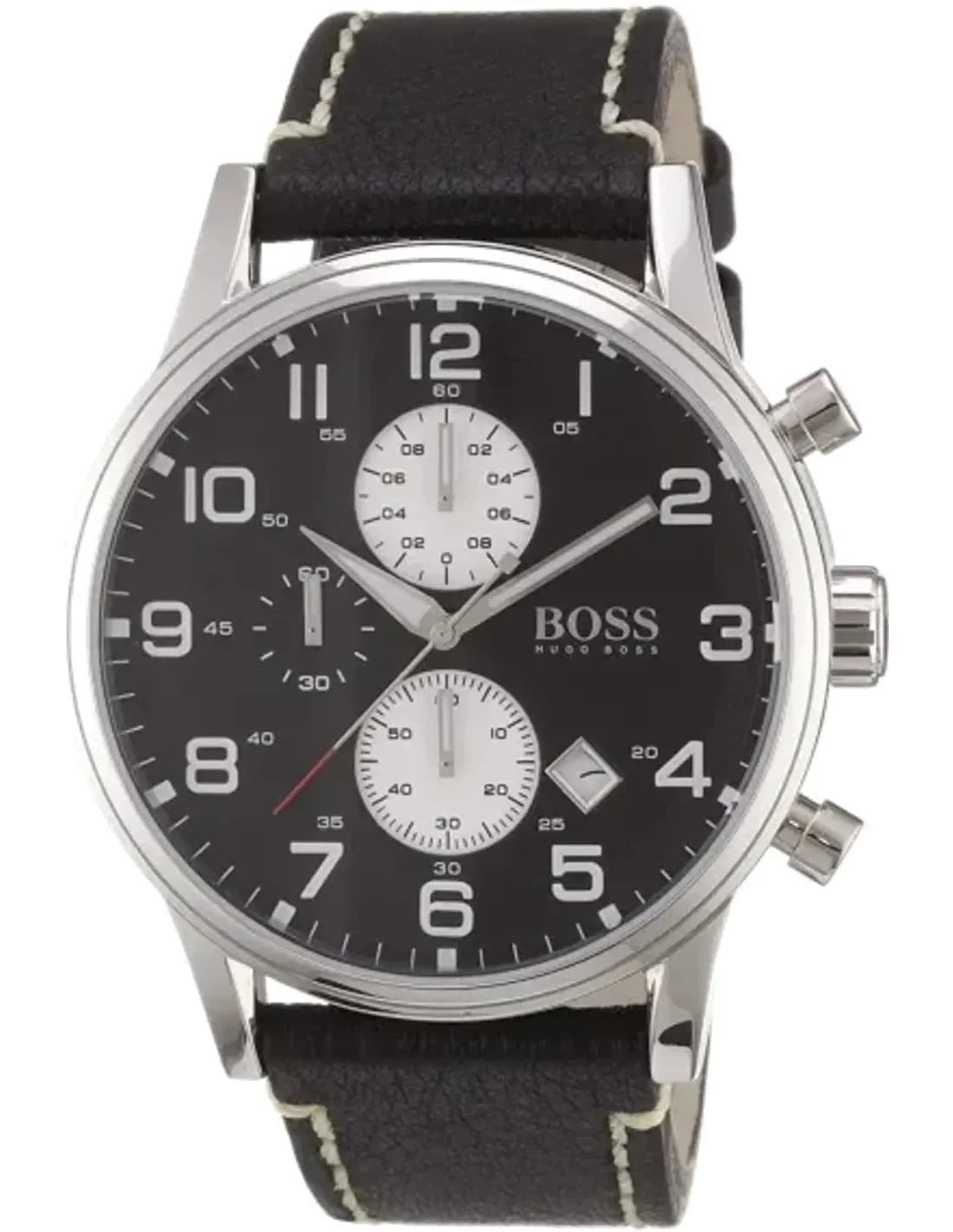 Montre chronomètre Hugo Boss Aeroliner 1512569 bracelet en cuir noir