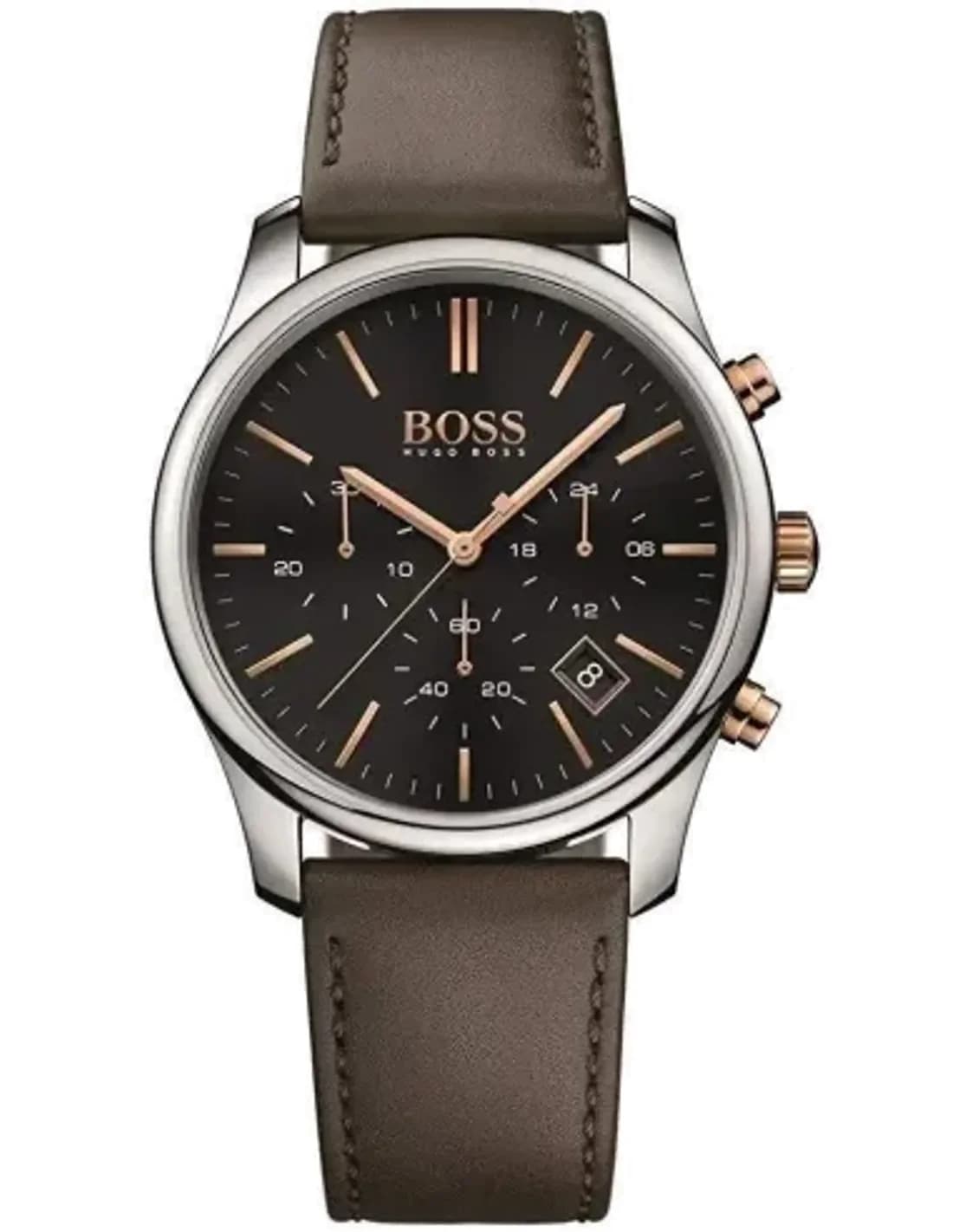 Montre Hugo Boss Chonographe Time One 1513448 Bracelet en cuir marron