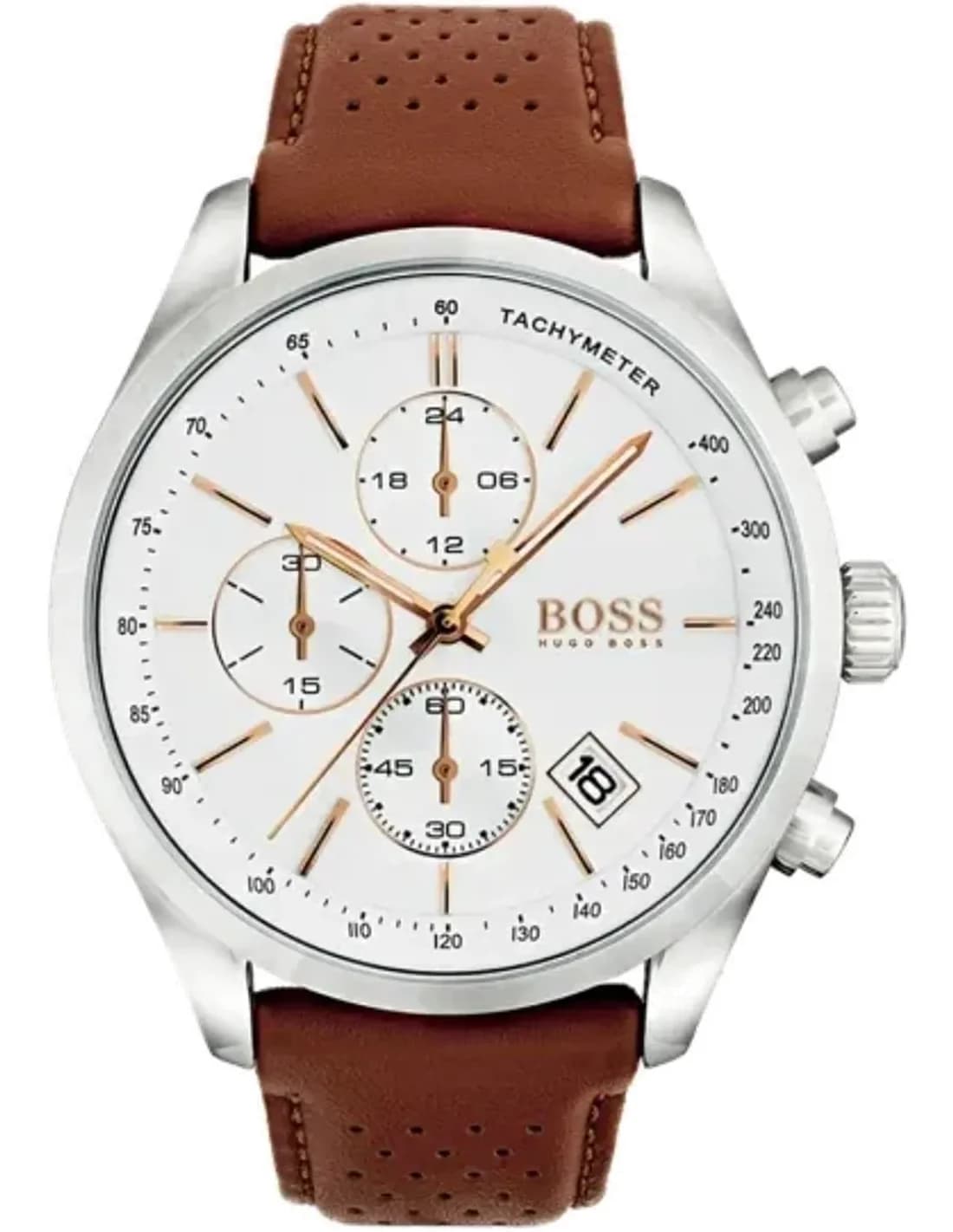 Montre Hugo Boss 1513475 Bracelet Cuir Perforé Marron