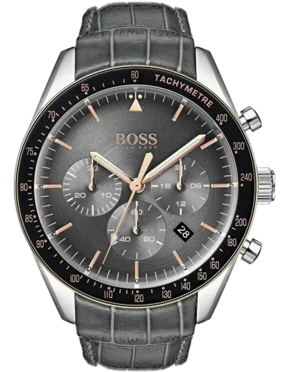 Hugo Boss 1513628 Grey Anthracite Leather Chronograph Watch