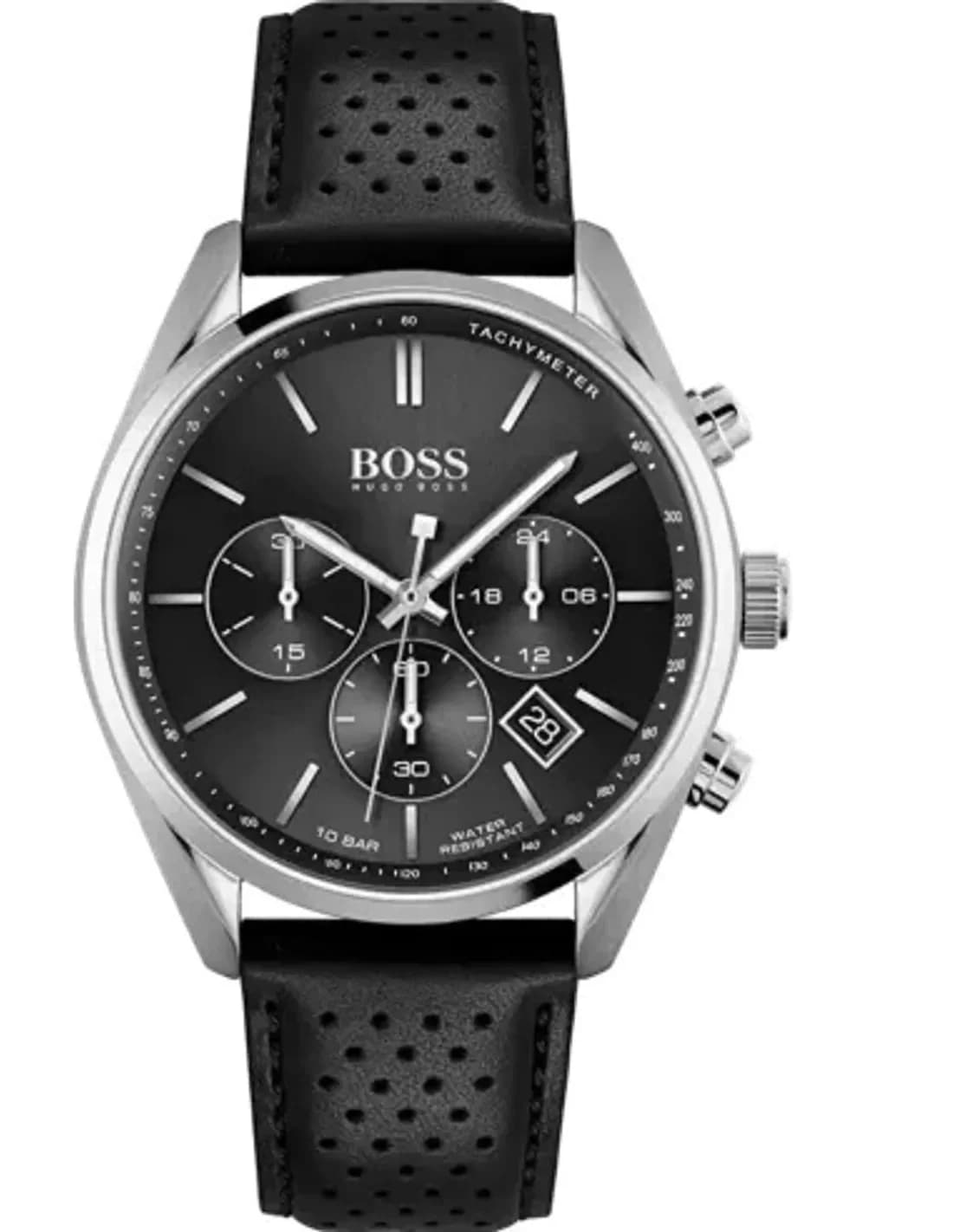 Montre Hugo Boss Champion 1513816 bracelet cuir perforé noir