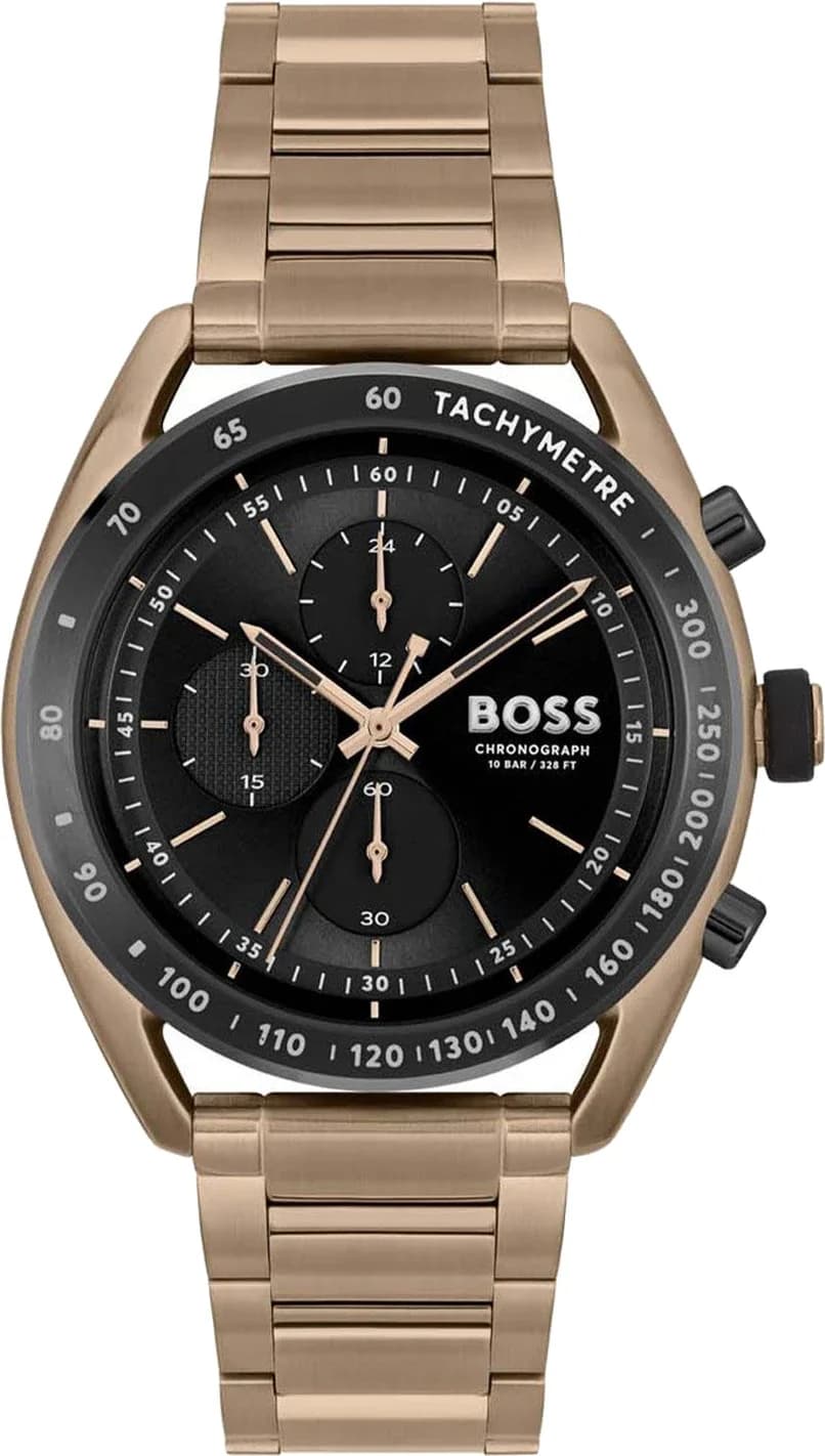 Hugo Boss Center Court 1514027 Men's Watch Bronze Steel Bracelet Black Dial Multifunction