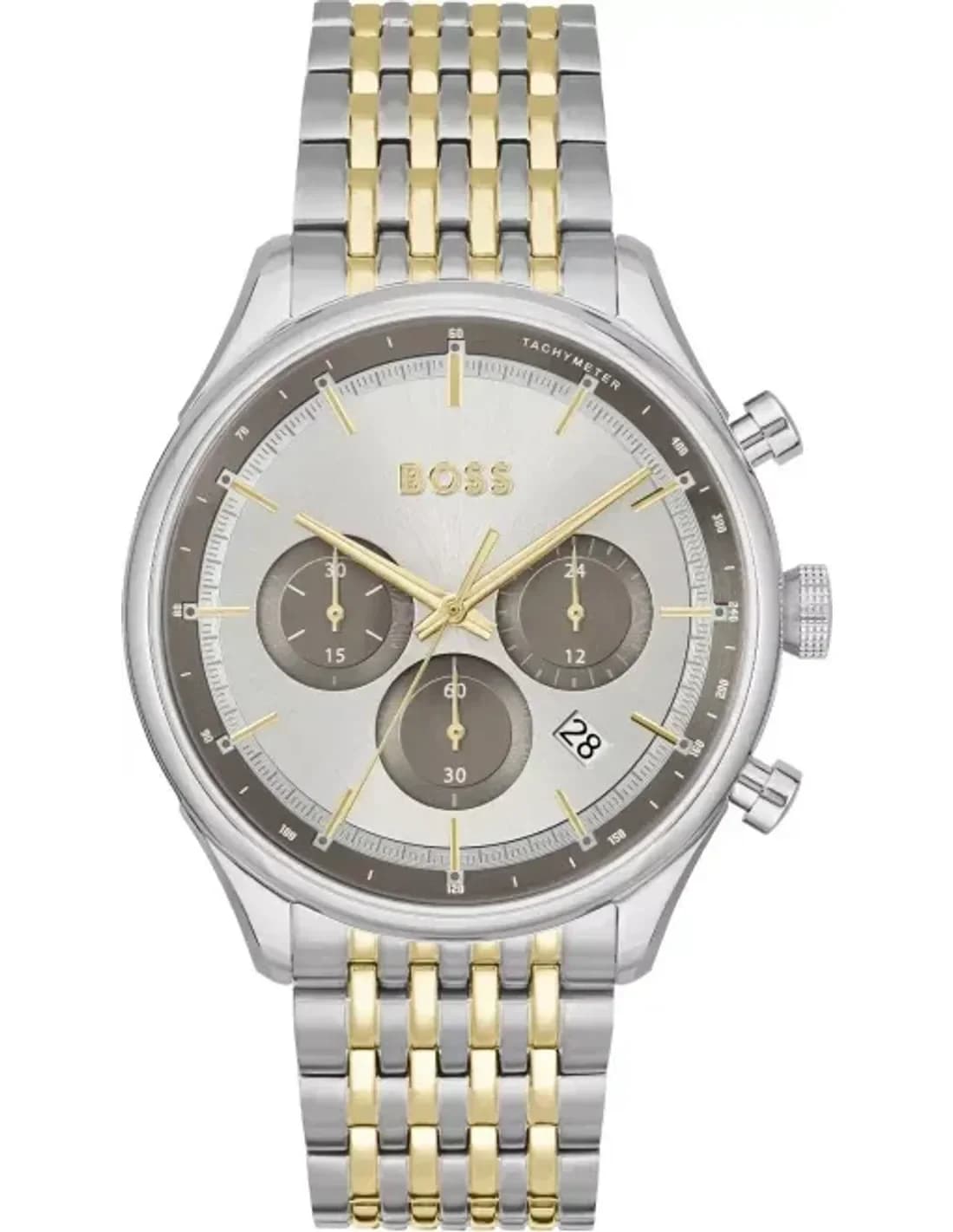Montre Homme Hugo Boss Gregor 1514053 bracelet acier bicolore cadran argenté multifonctions