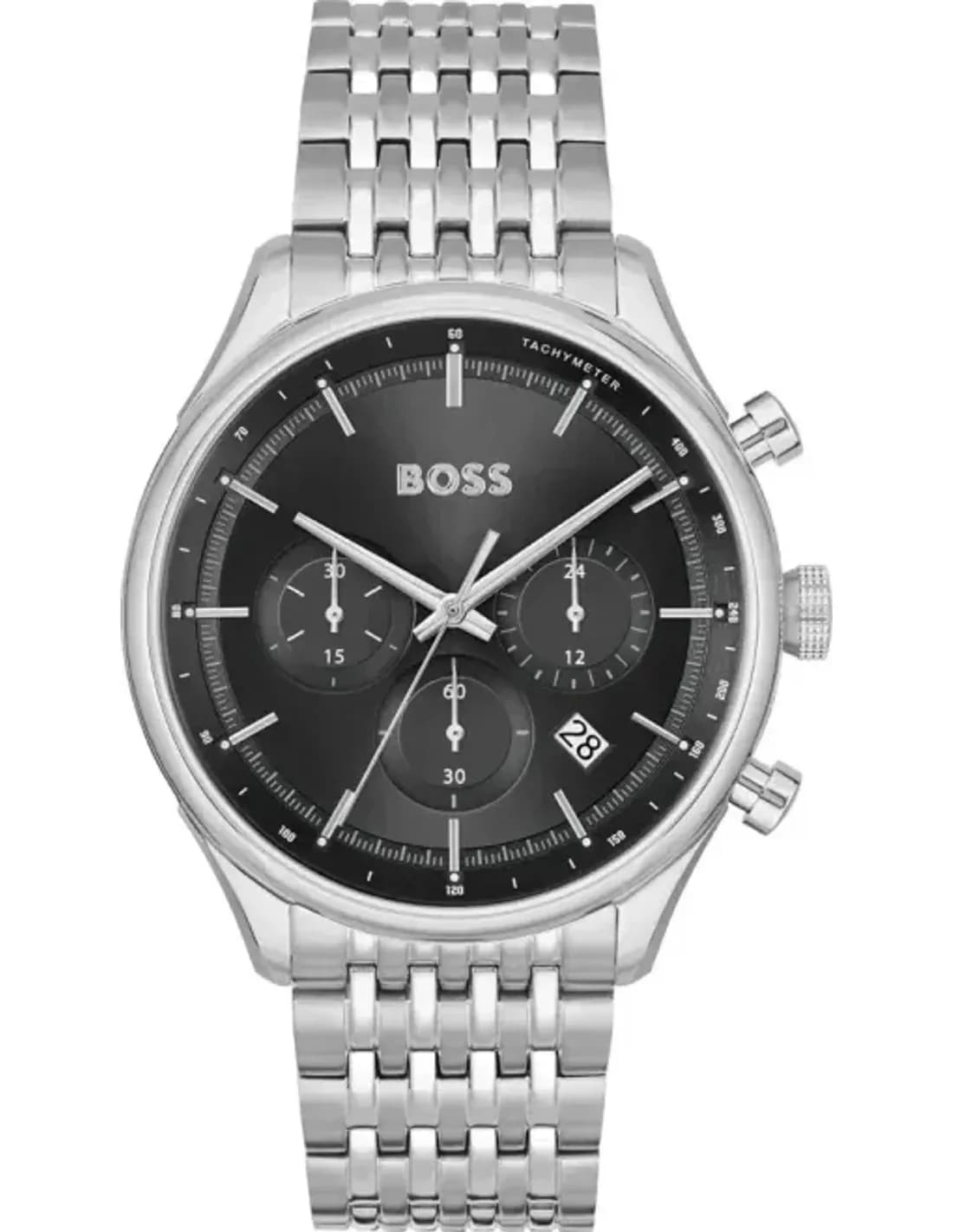 Hugo Boss Gregor 1514082 Men's Watch Silver Steel Bracelet Black Dial Multifunction