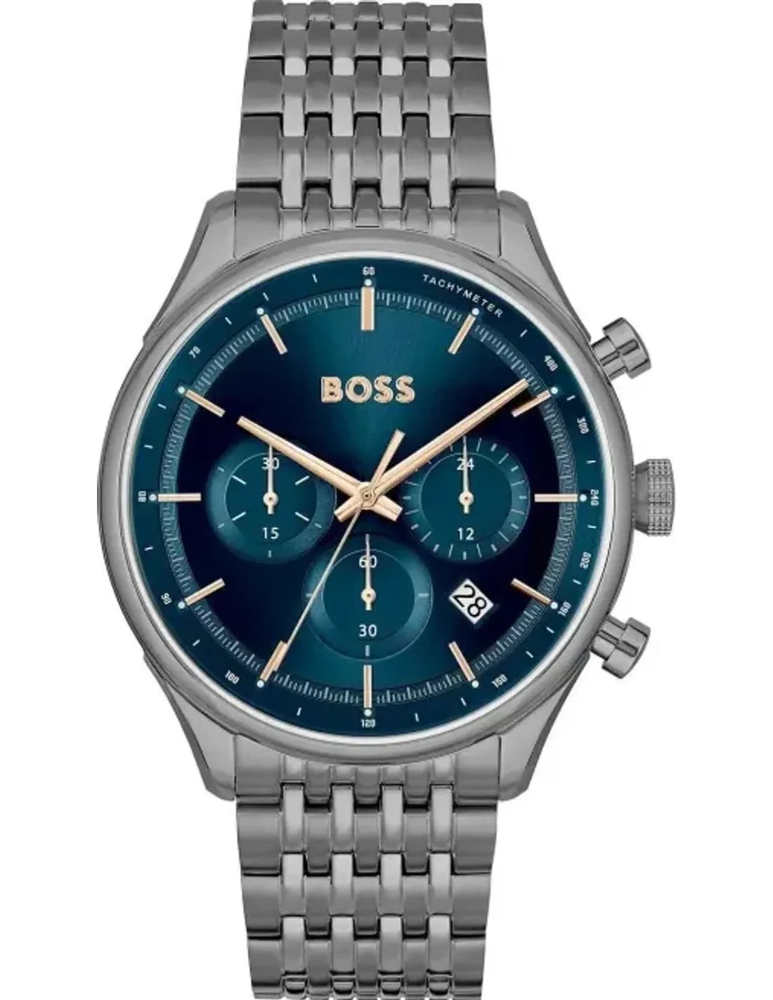 Hugo Boss Gregor 1514083 Men's Watch Grey Steel Bracelet Blue Dial Multifunction