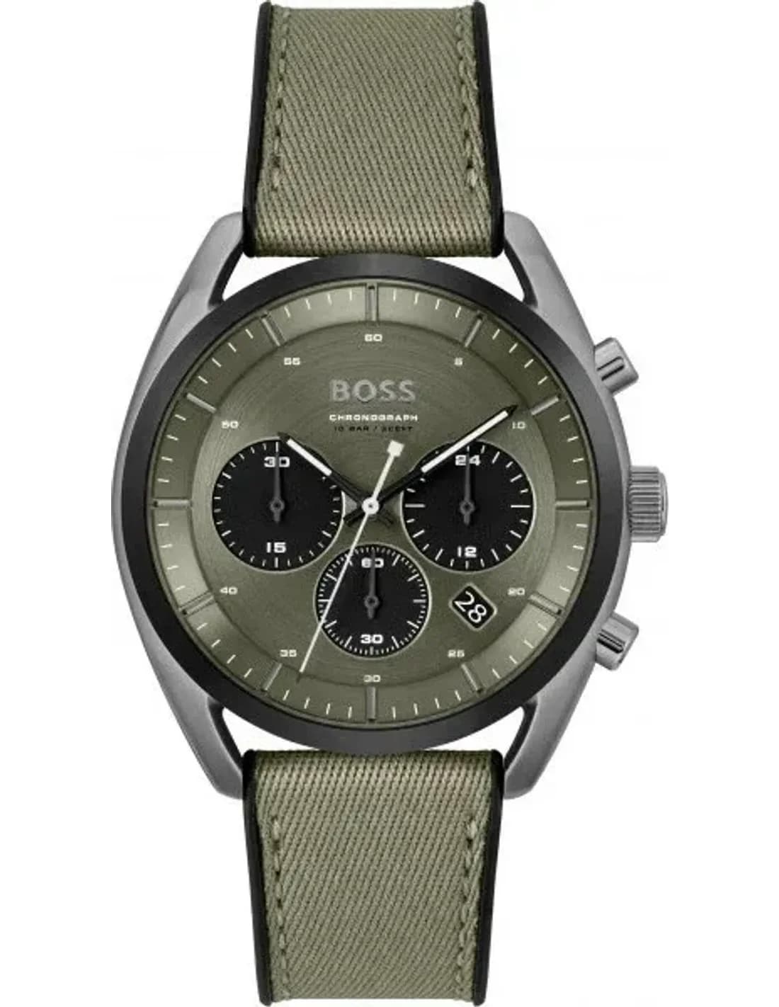 Montre Homme Hugo Boss Top 1514092 bracelet acier inoxydable cadran vert kaki