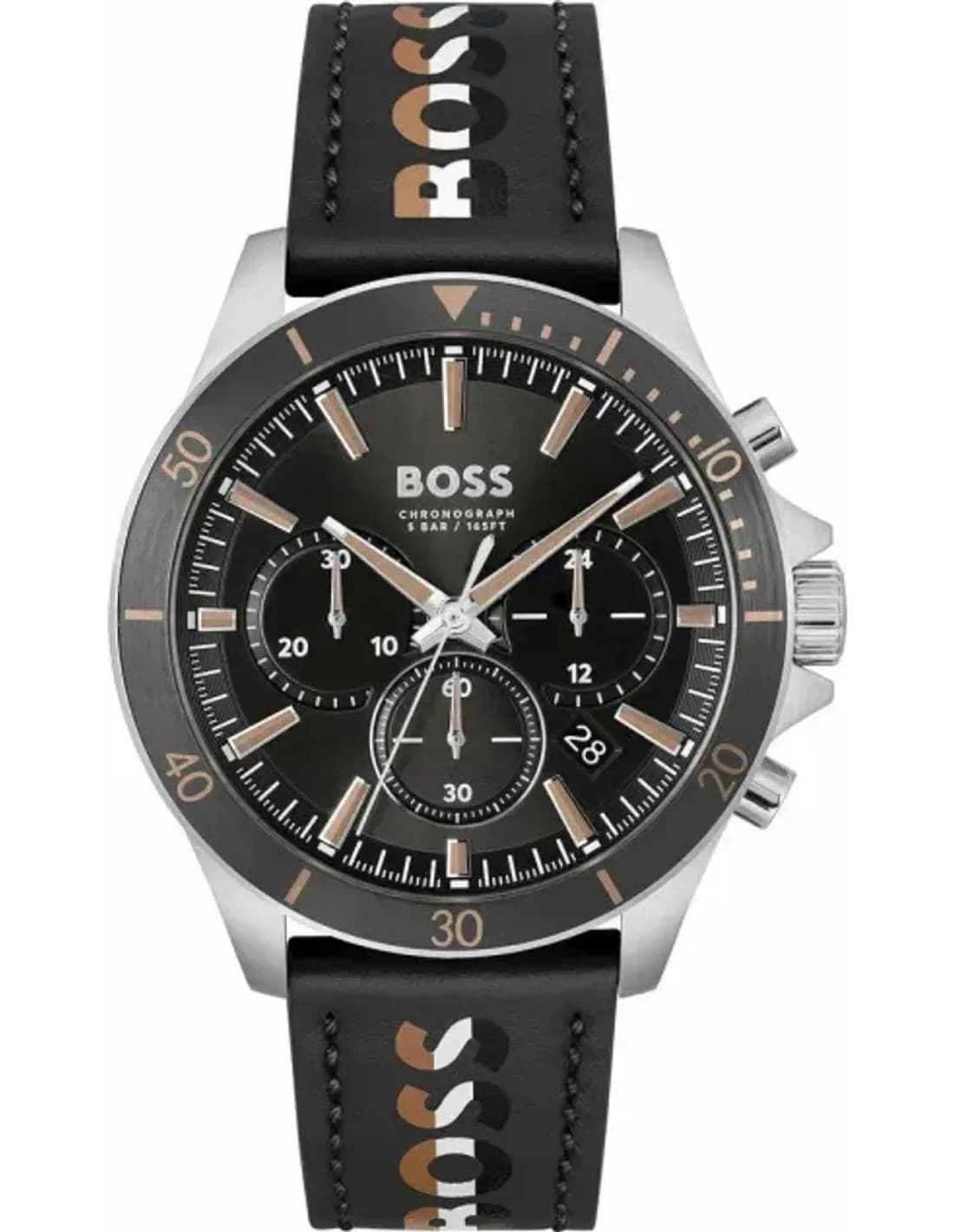 Hugo Boss Troper 1514121 Men's Watch Black Leather Strap Multifunction Dial