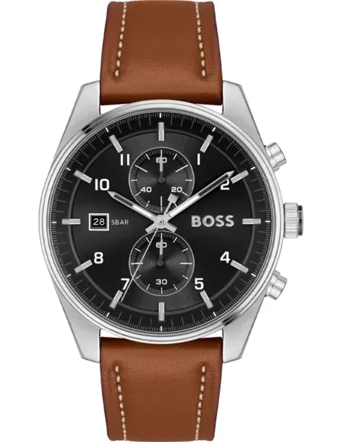 Hugo Boss 1514161 Skytraveller Chronograph in Stainless Steel and Brown Leather Watch