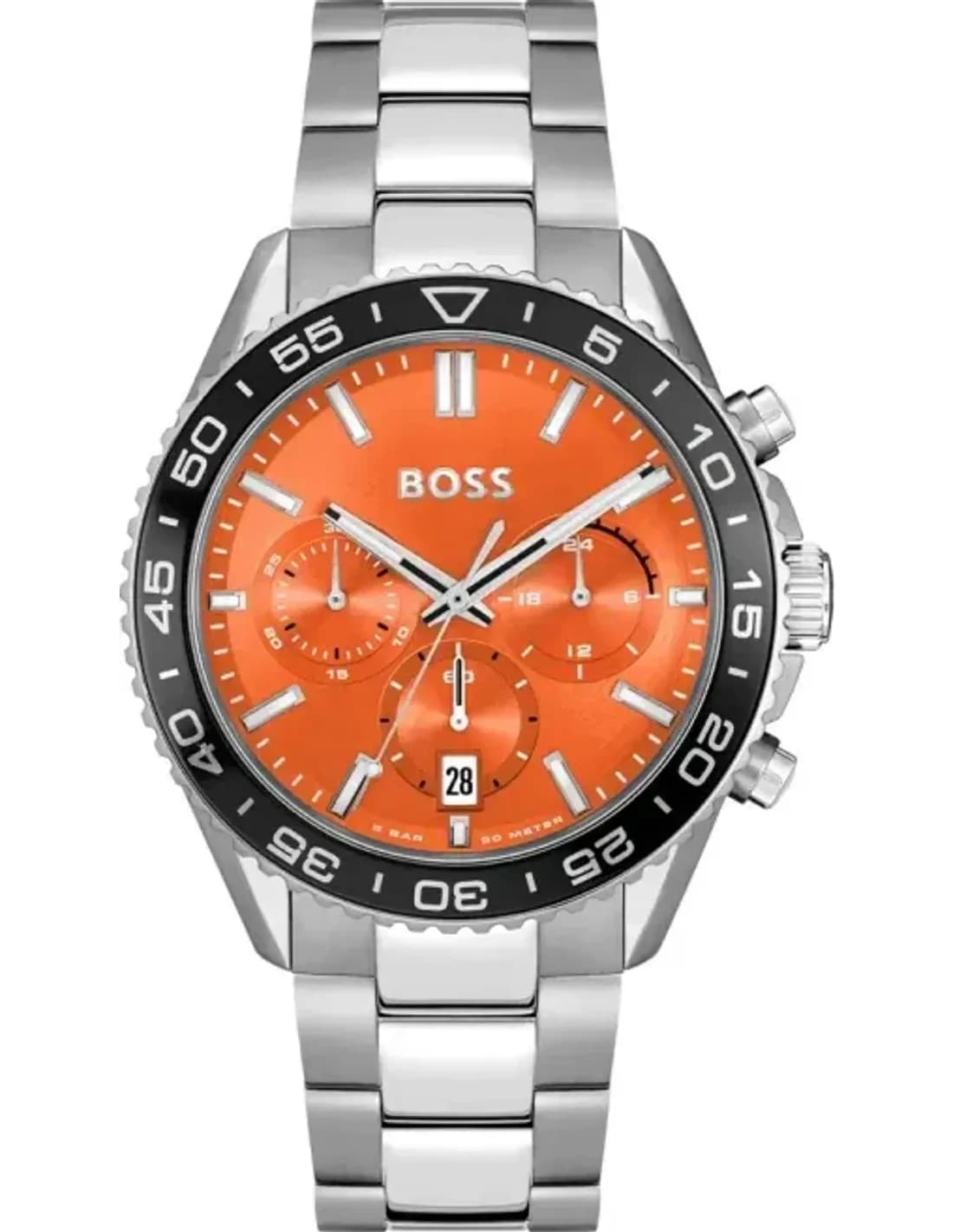 Montre Hugo Boss Runner 1514162 Acier Argenté Cadran Orange
