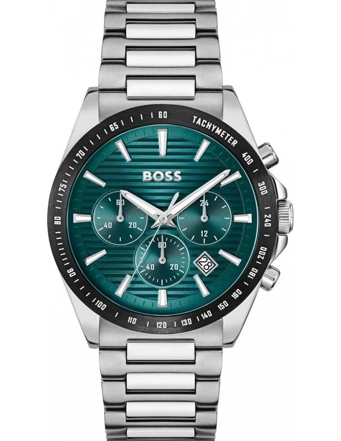 Hugo Boss 1514241 montre homme, cadran vert, bracelet acier, chronographe