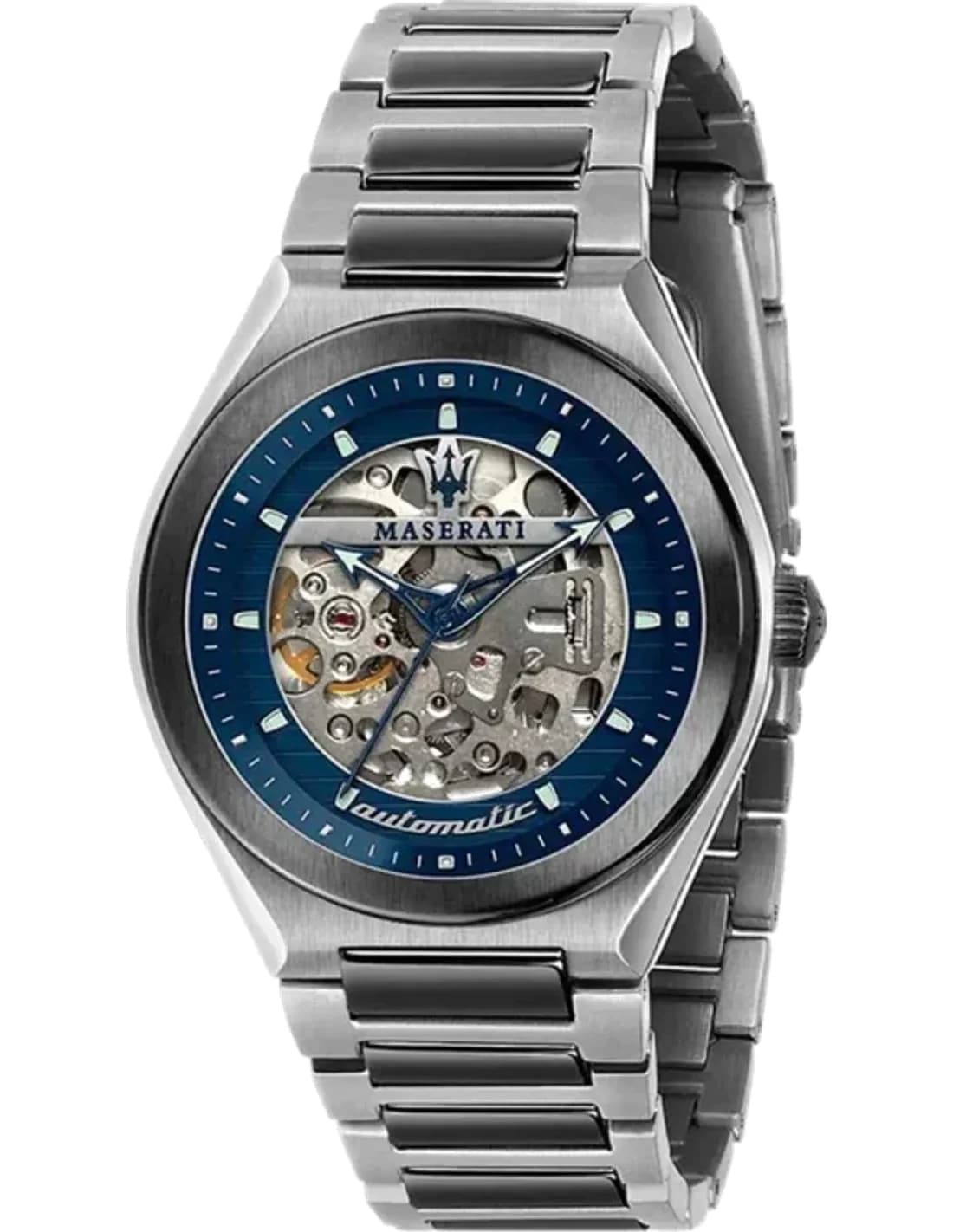 Maserati Triconic R8823139001 Automatic NH70 Skeleton Dial Two tone Stainless Steel Bracelet Men’s Watch