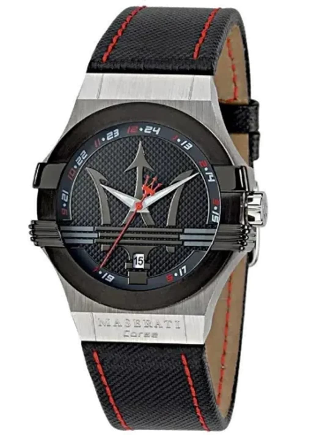Montre Homme Maserati Potenza R8851108001 Bracelet en cuir surpiqures rouges