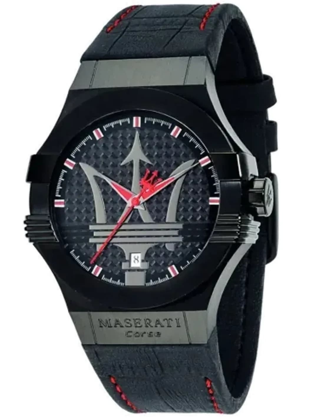 Montre Homme Maserati Potenza R8851108010 Bracelet cuir surpiqures rouges