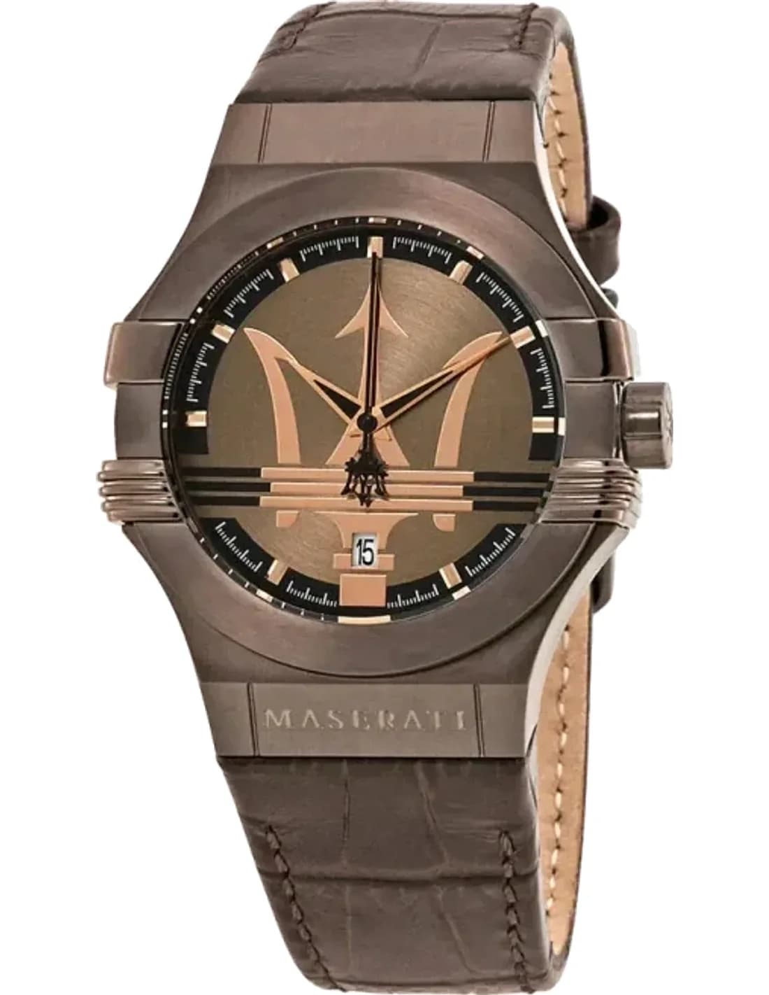 Maserati Potenza R8851108011 Quartz Brown Dial Brown Leather Strap Men’s Watch