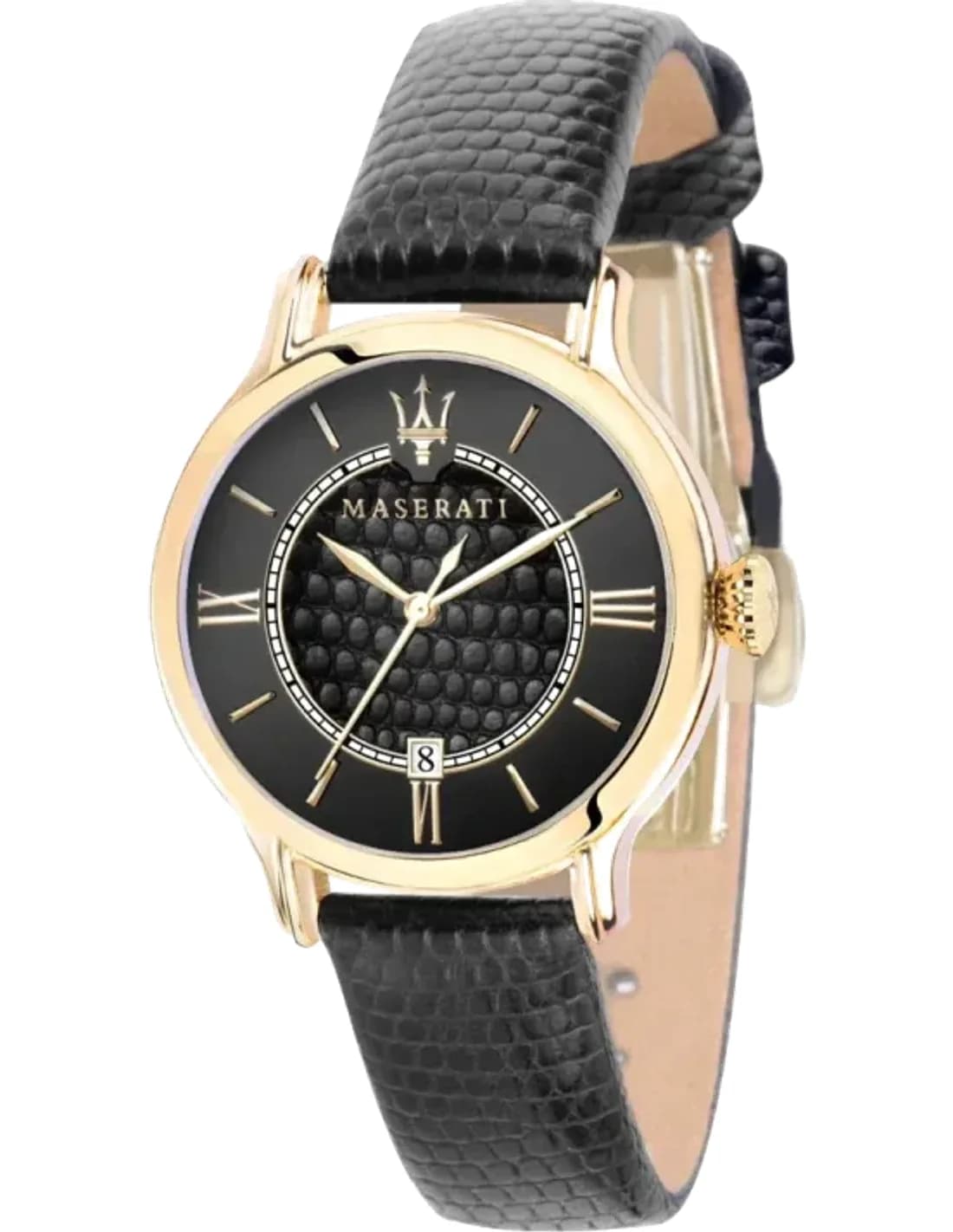 Maserati Epoca R8851118501 Quartz Black Dial Black Leather Strap Women’s Watch