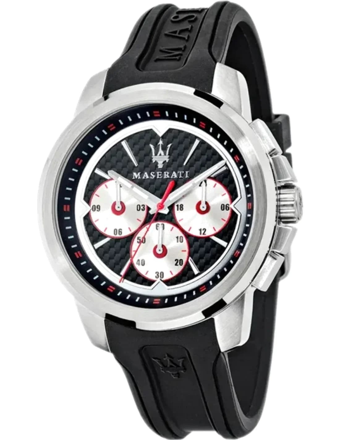 Maserati Sfida R8851123001 Chronograph Two Tone Dial Black Silicone Strap Men’s Watch