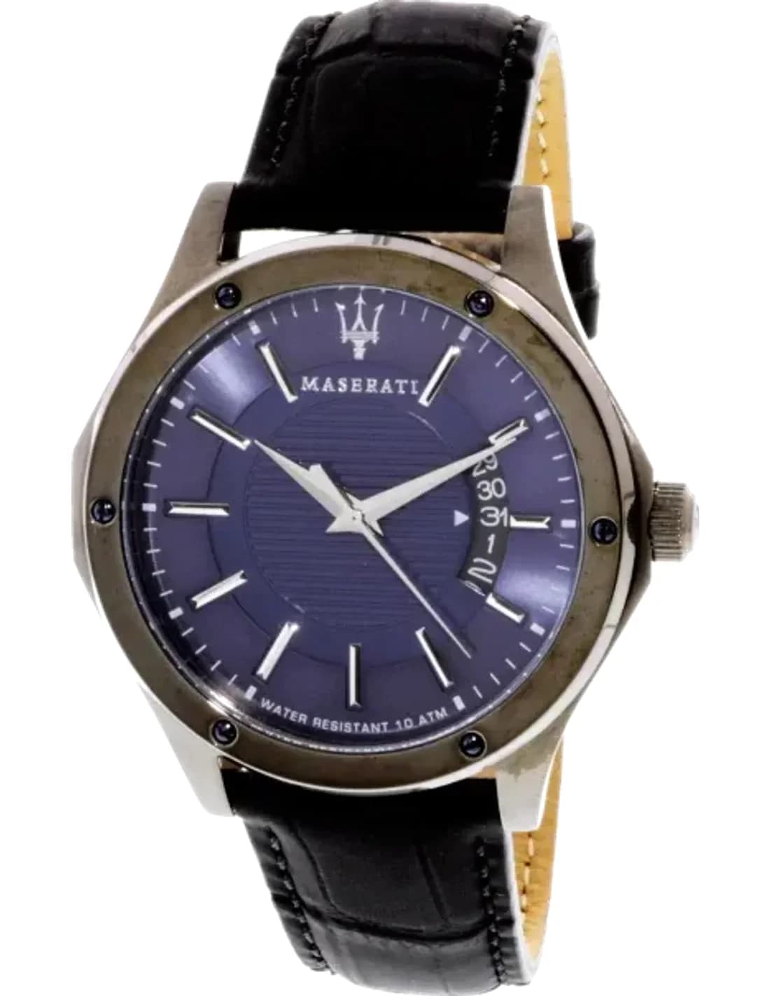 Montre Homme Maserati Circuito R8851127002 Quartz Cadran Bleu Bracelet Cuir Noir