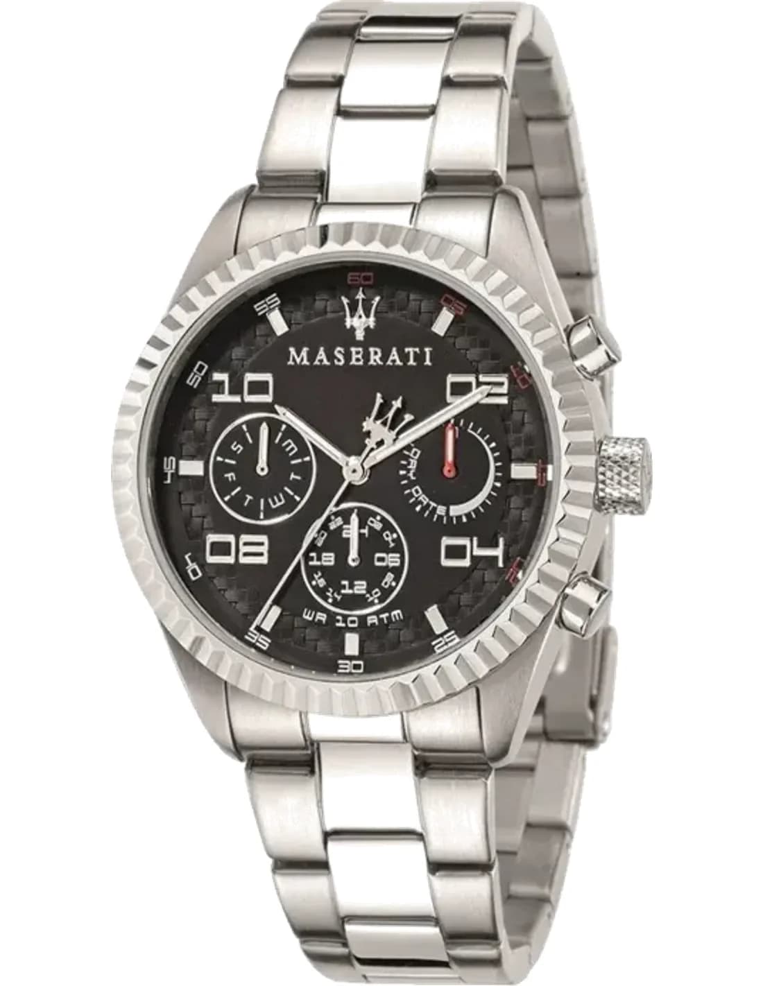 Montre Homme Maserati Competizione R8853100012 Quartz Cadran Noir Bracelet en acier inoxydable argenté