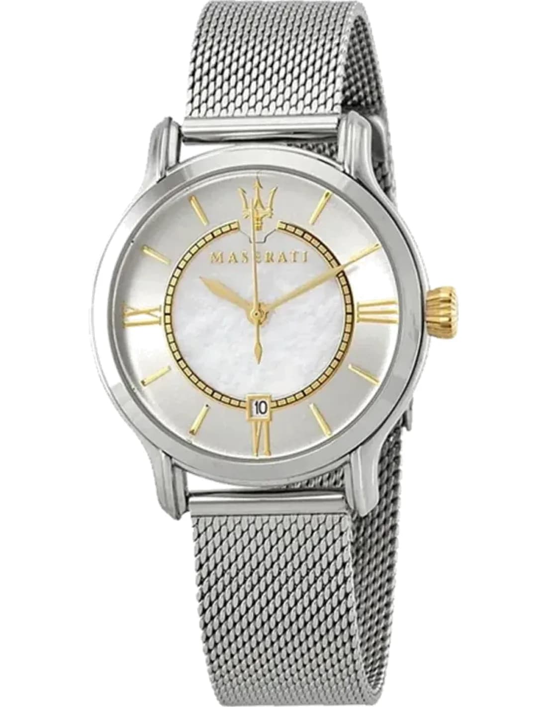 Montre Femme Maserati Epoca R8853118504 Quartz Nacre Cadran Argent Mesh Bracelet en acier inoxydable
