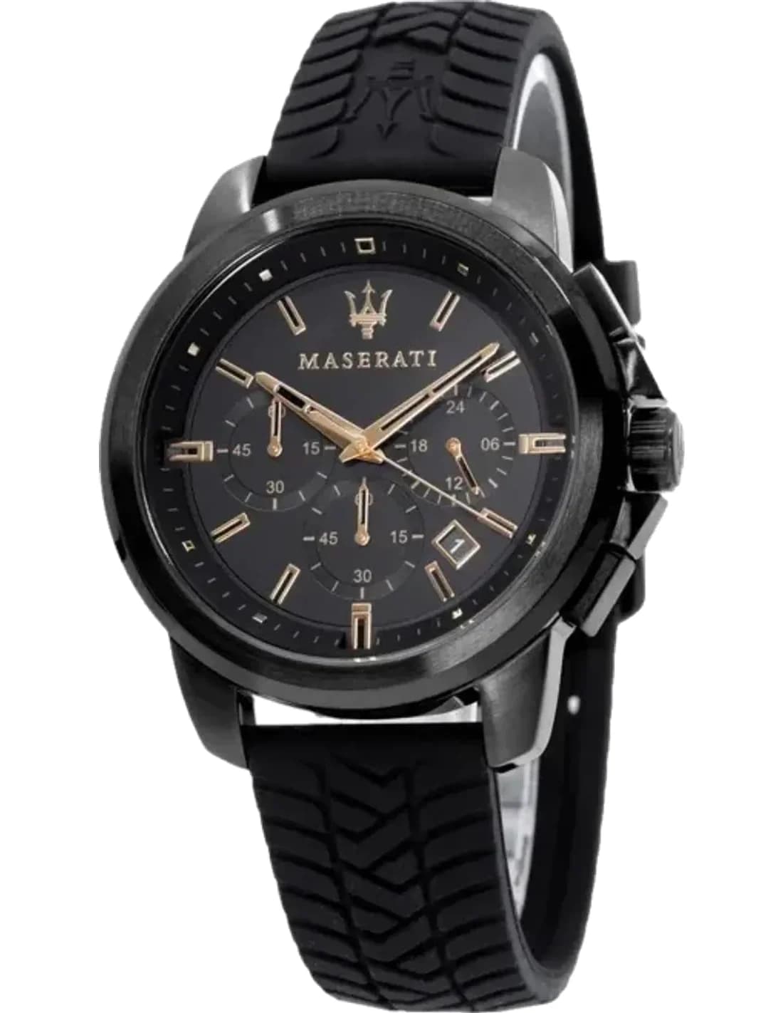Maserati Successo R8871621011 chronograph Black Dial Black silicone Strap Men’s Watch