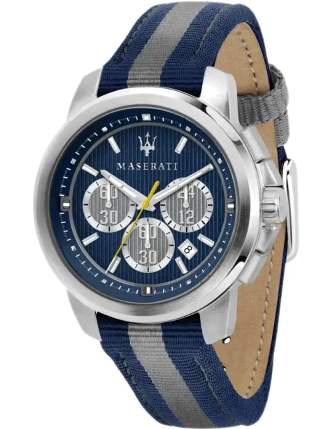 Montre Homme Maserati Royale R8871637001 chronographe cadran bleu bracelet en nylon bicolore